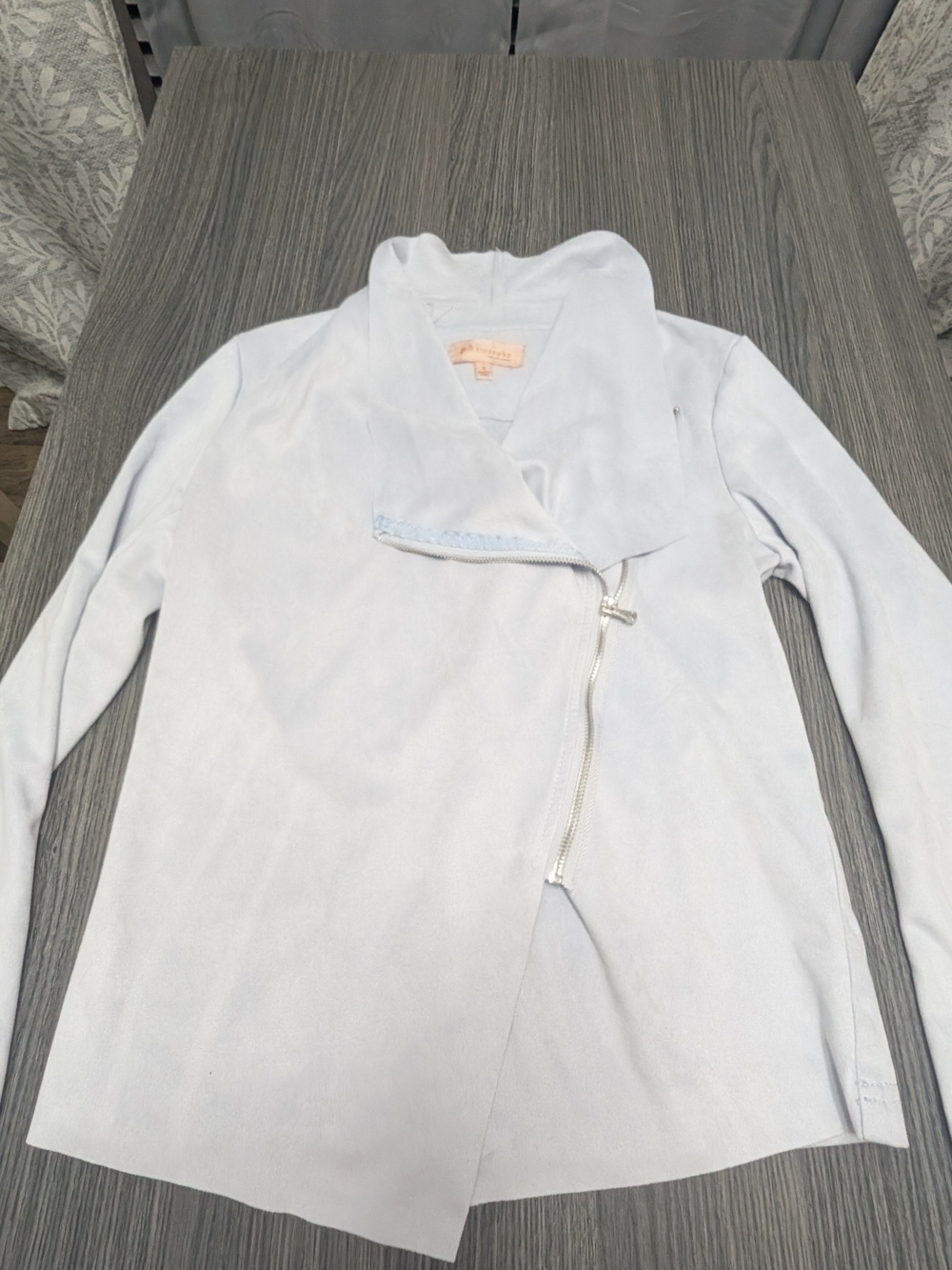 Pale Blue Asymmetrical Zip Jacket